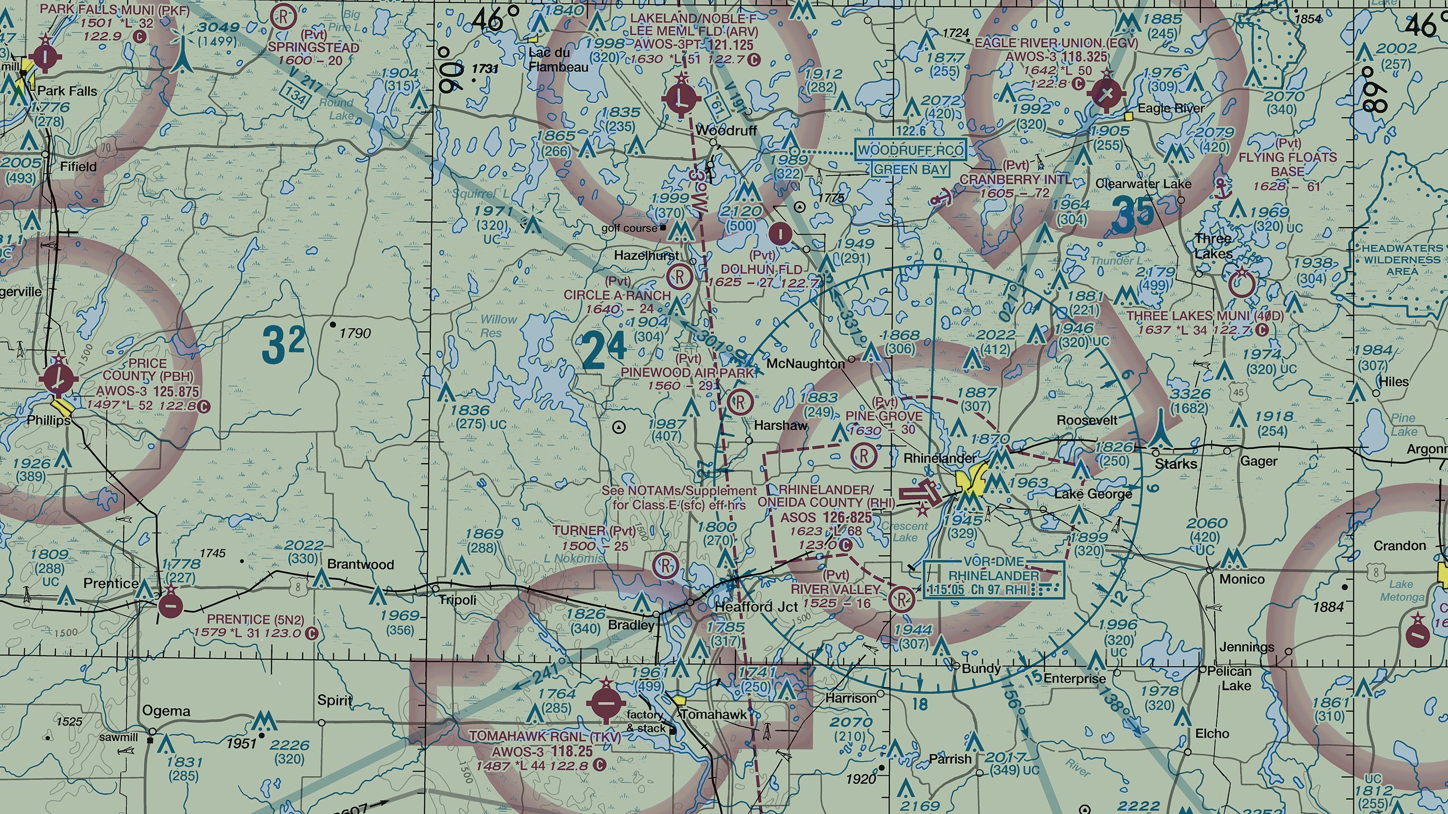 A section of an FAA VFR sectional chart